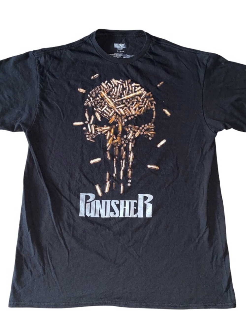 Marvel Comics T-Shirt Men's The Punisher Bullet Skull T-Shirt Large (V-2)